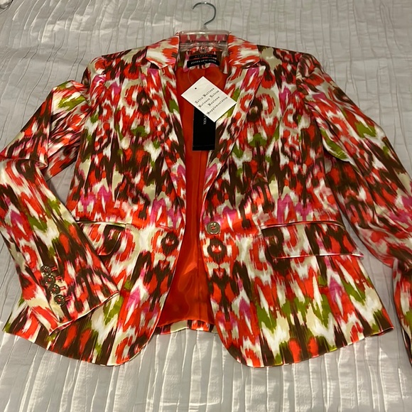 NWT Jones New York stretch multicolored blazer. Unique beautiful design. Size 2 - Picture 1 of 8